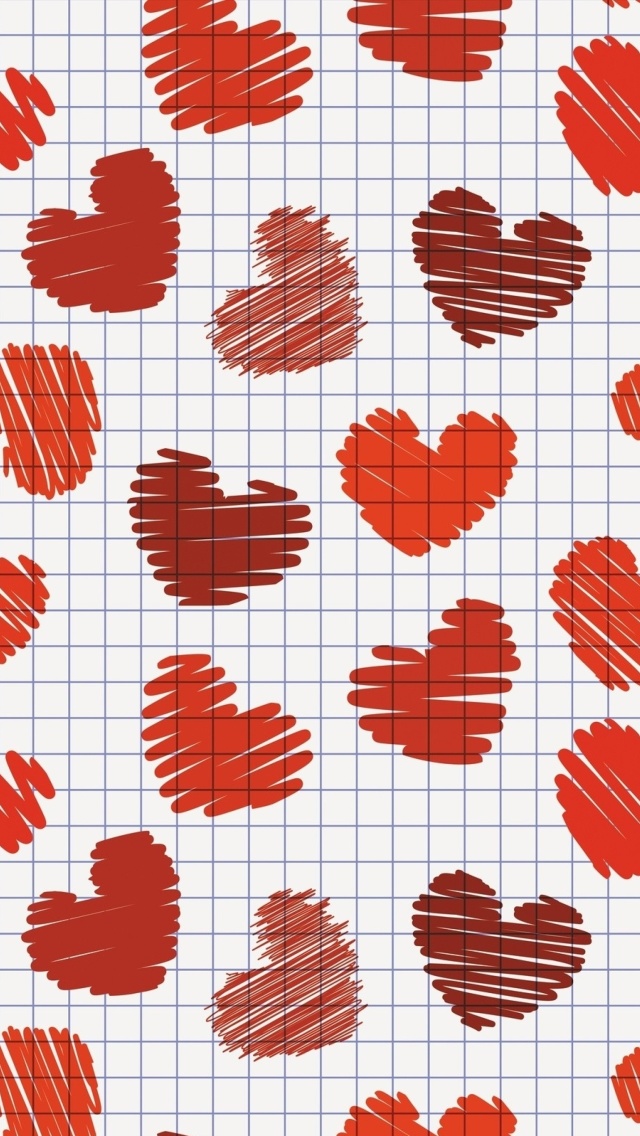 Sfondi Drawn Hearts Texture 640x1136