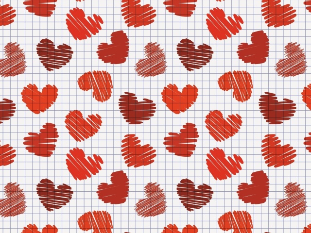 Das Drawn Hearts Texture Wallpaper 640x480
