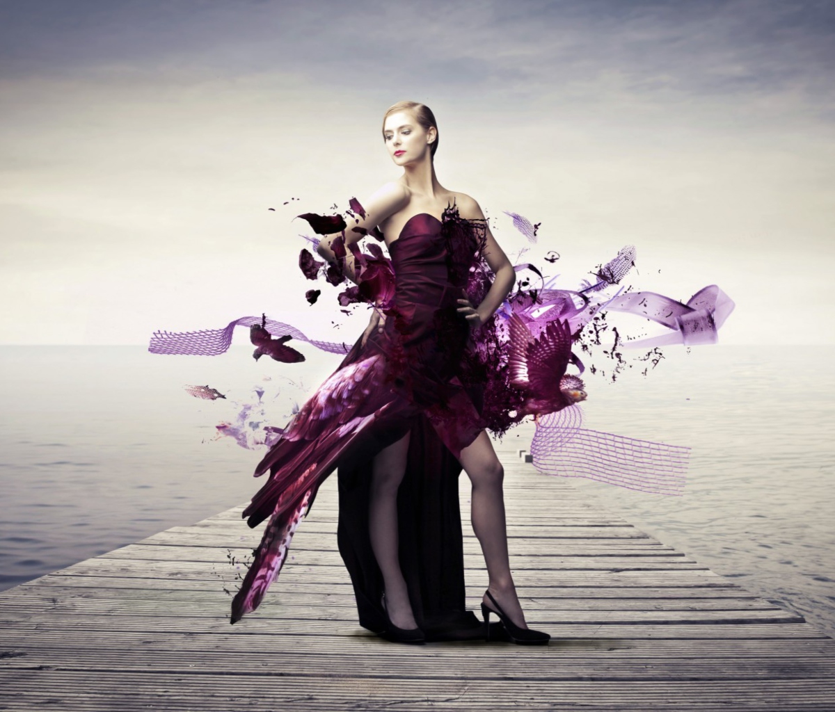 Обои Creative Purple Dress 1200x1024