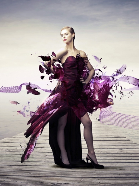 Fondo de pantalla Creative Purple Dress 480x640