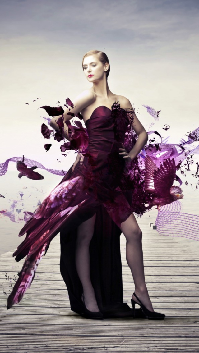 Обои Creative Purple Dress 640x1136