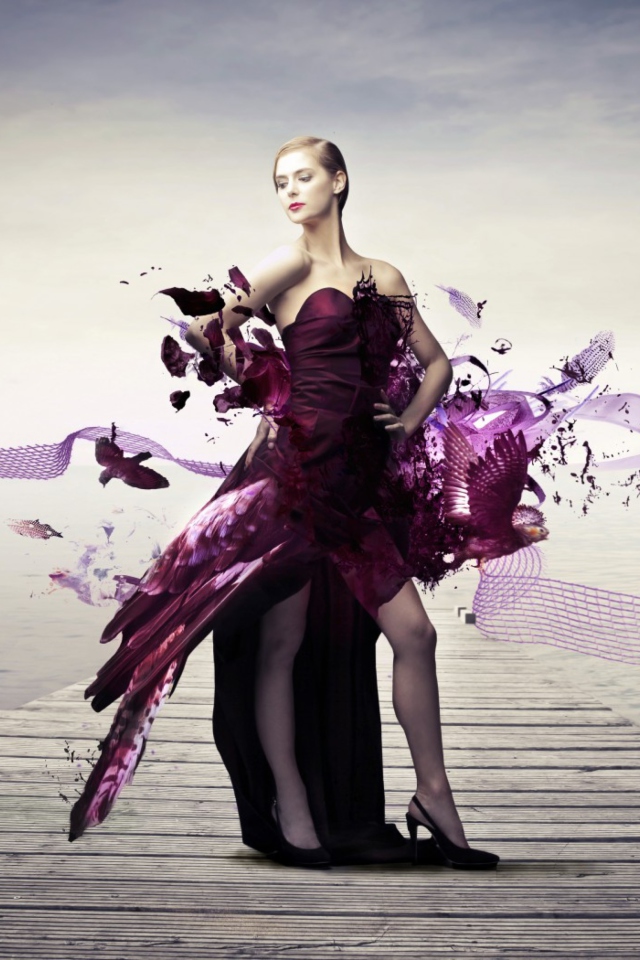 Das Creative Purple Dress Wallpaper 640x960