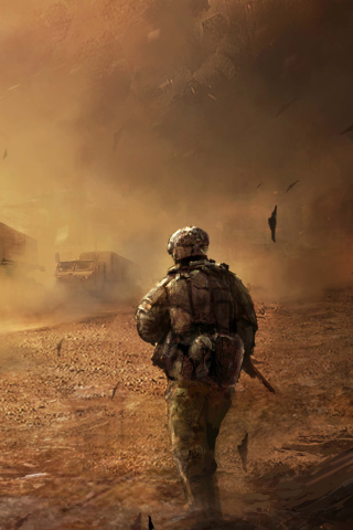 Fondo de pantalla War In Desert 320x480