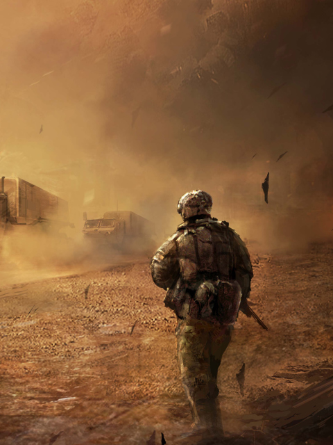 Fondo de pantalla War In Desert 480x640