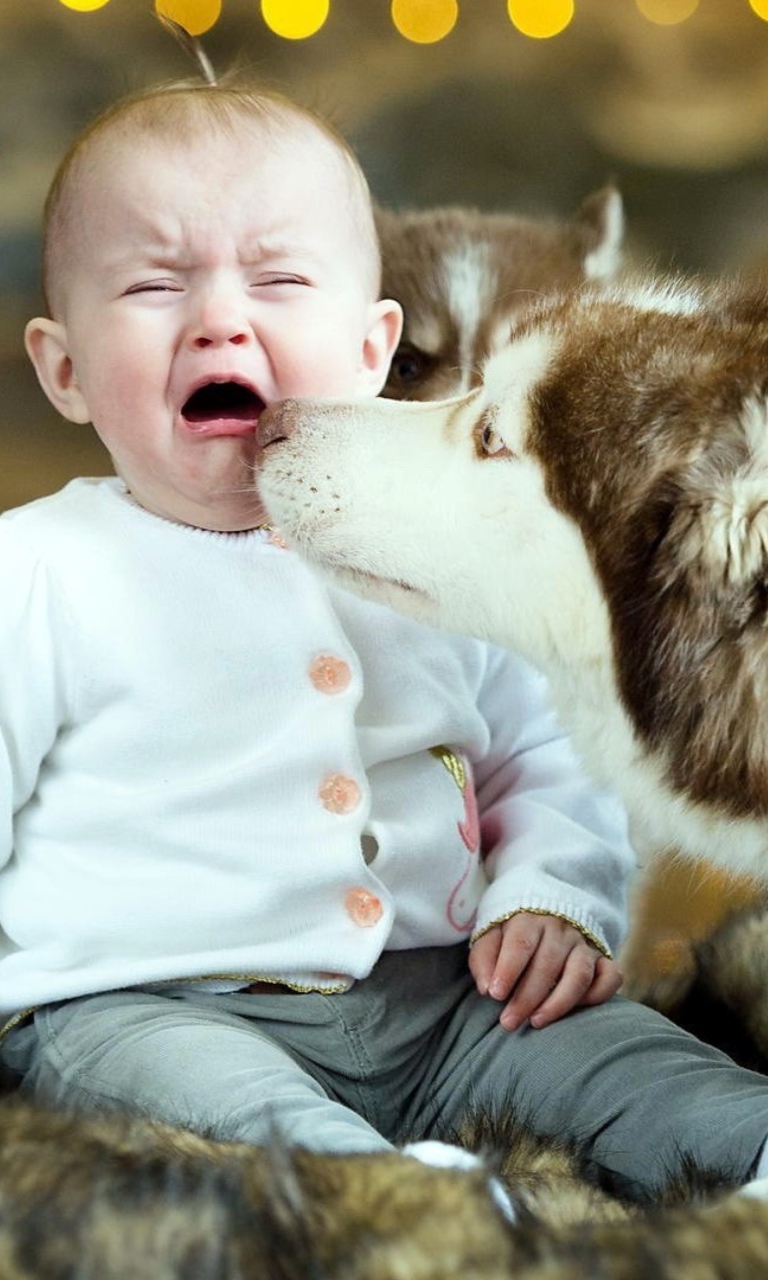 Baby and Dog wallpaper 768x1280