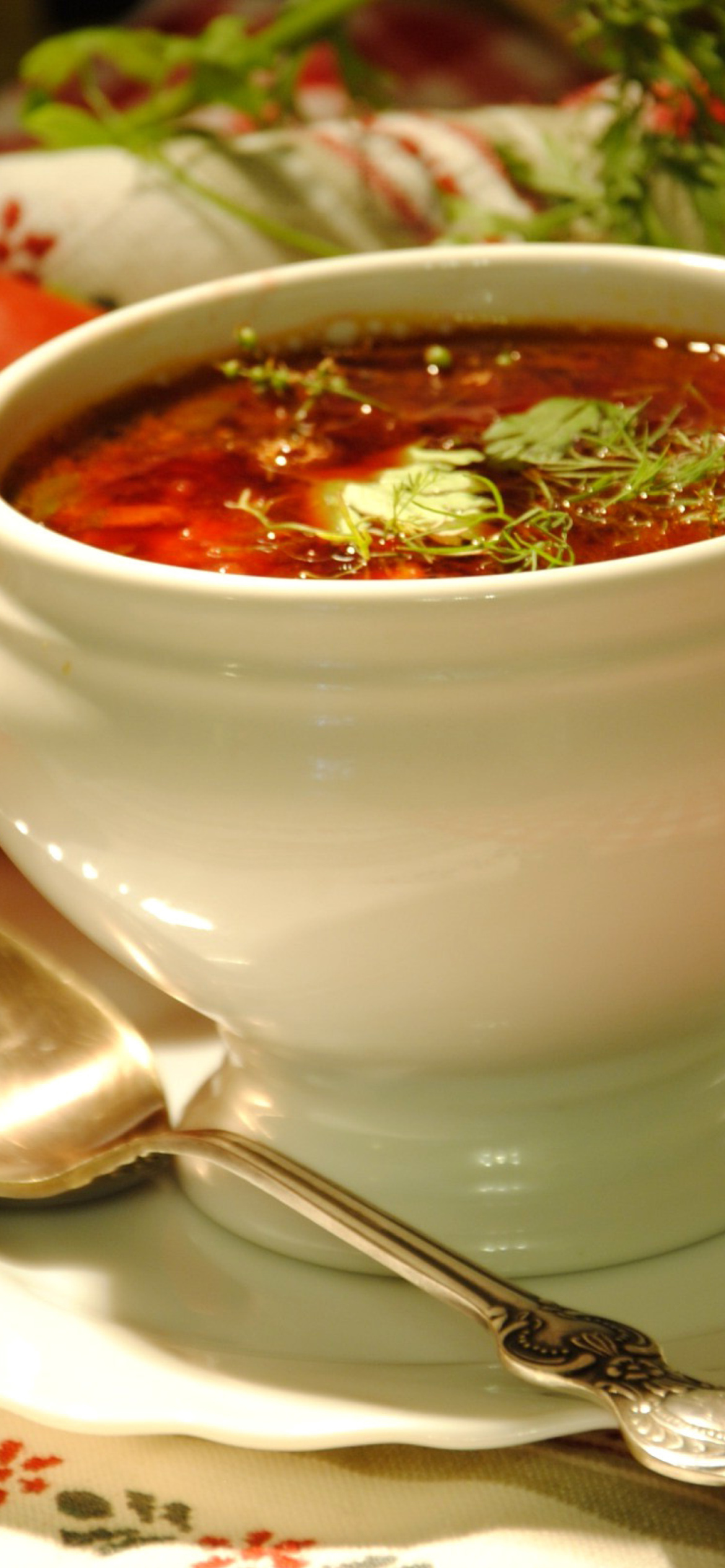 Ukrainian Red Borscht Soup wallpaper 1170x2532