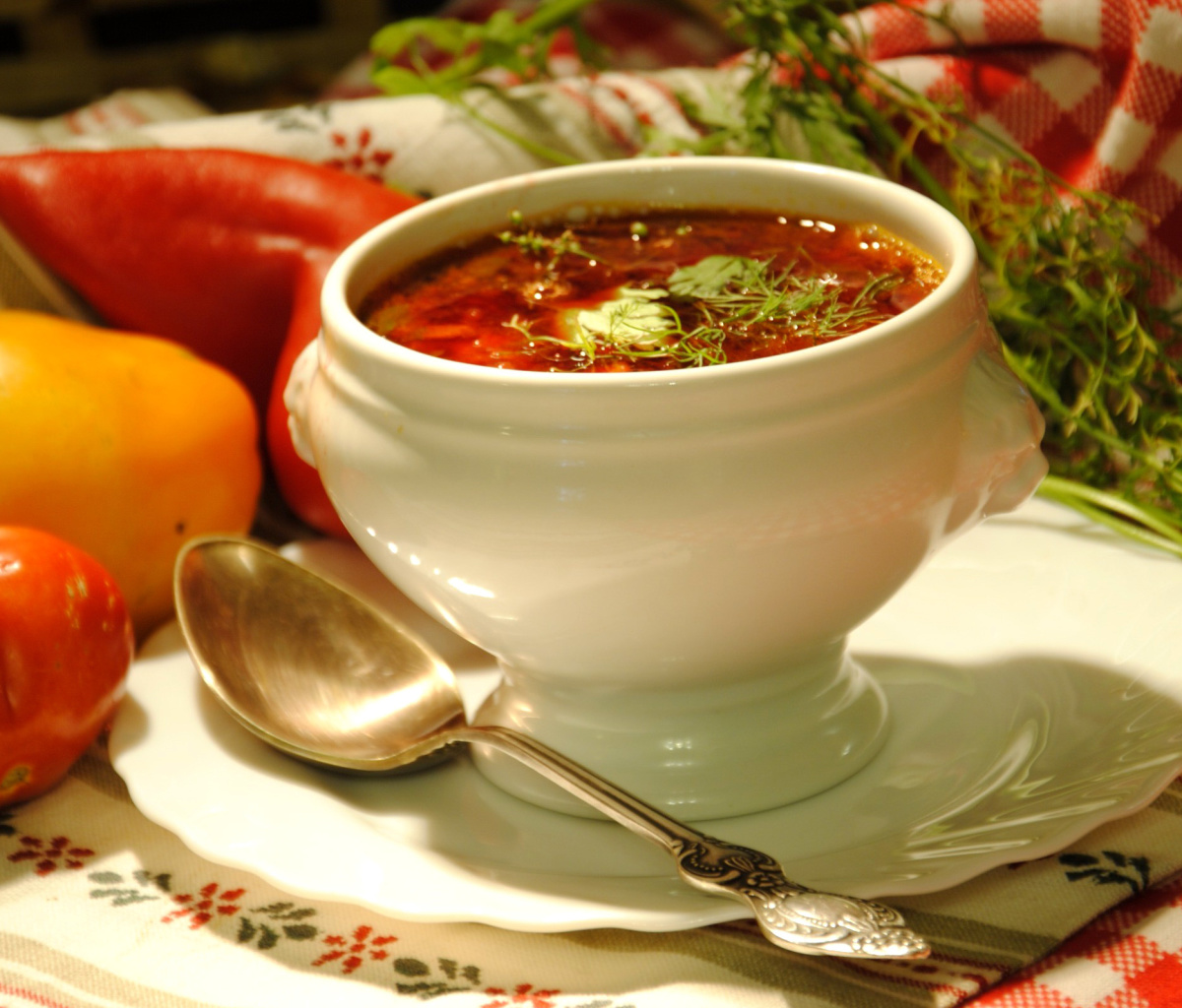 Обои Ukrainian Red Borscht Soup 1200x1024