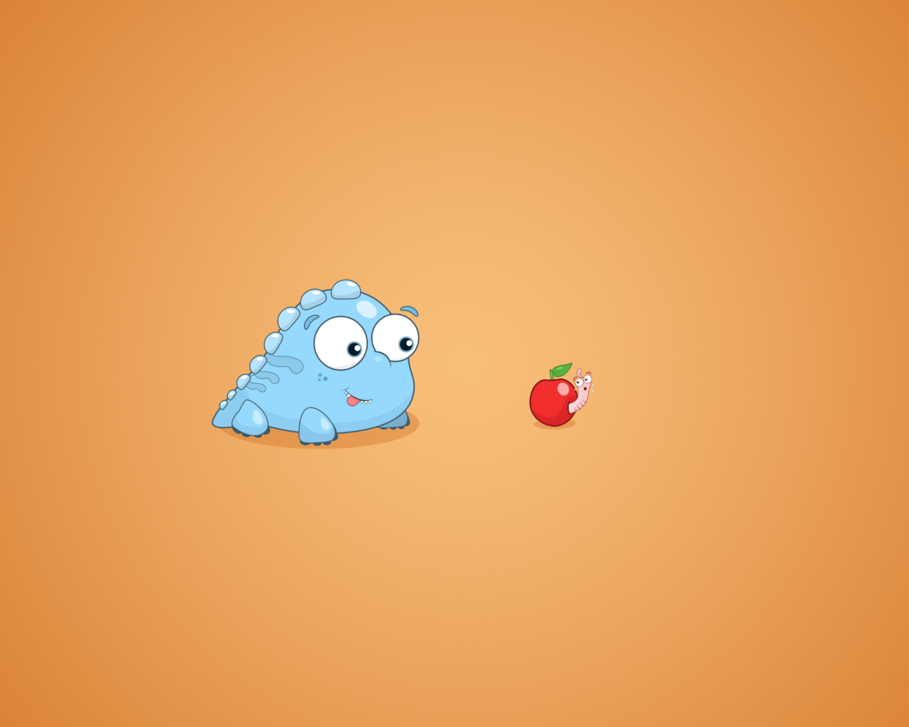 Das Dragon And Apple Funny Illustration Wallpaper 1280x1024