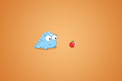 Обои Dragon And Apple Funny Illustration 480x320