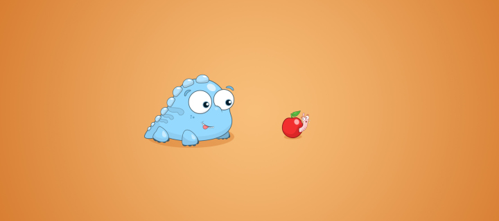 Обои Dragon And Apple Funny Illustration 720x320