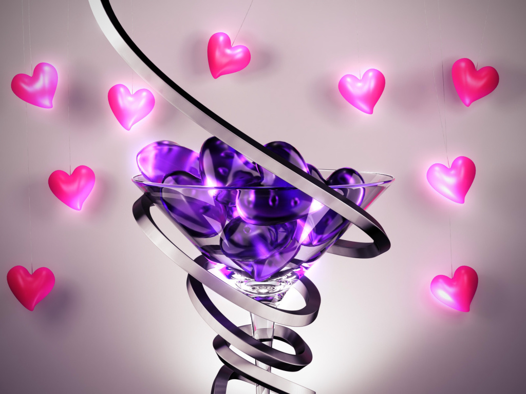 Das Glass Hearts Wallpaper 1024x768