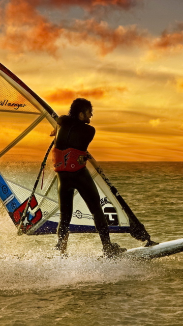 Das Surfing At Sunset Wallpaper 360x640