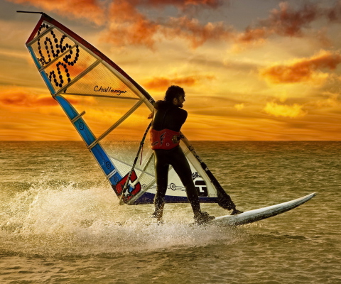 Fondo de pantalla Surfing At Sunset 480x400