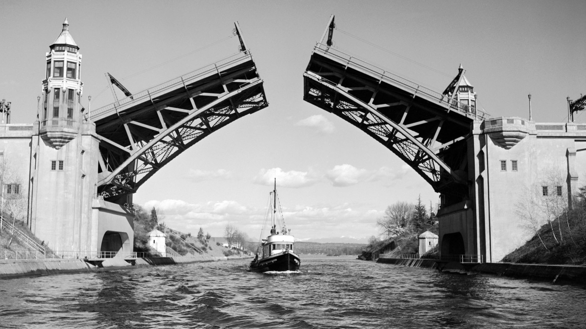 Fondo de pantalla Boat And Bridge 1920x1080