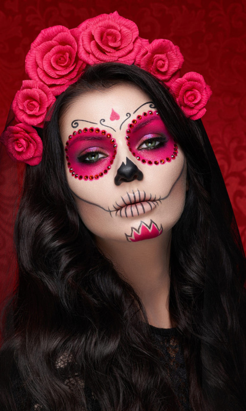 Das Dia de muertos makeup Wallpaper 480x800