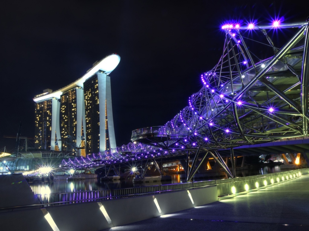 Fondo de pantalla Helix Bridge in Singapore 1024x768