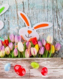 Das Easter Tulips and Hares Wallpaper 128x160