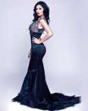 Gorgeous Kim Lee In Black Dress wallpaper 128x160