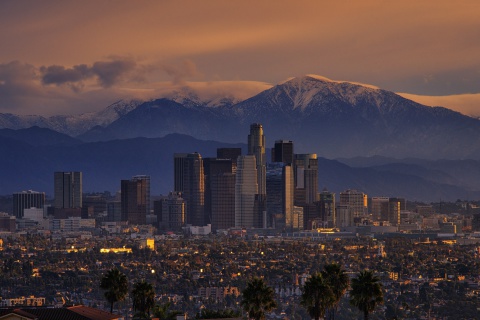 Fondo de pantalla Los Angeles, California Panorama 480x320
