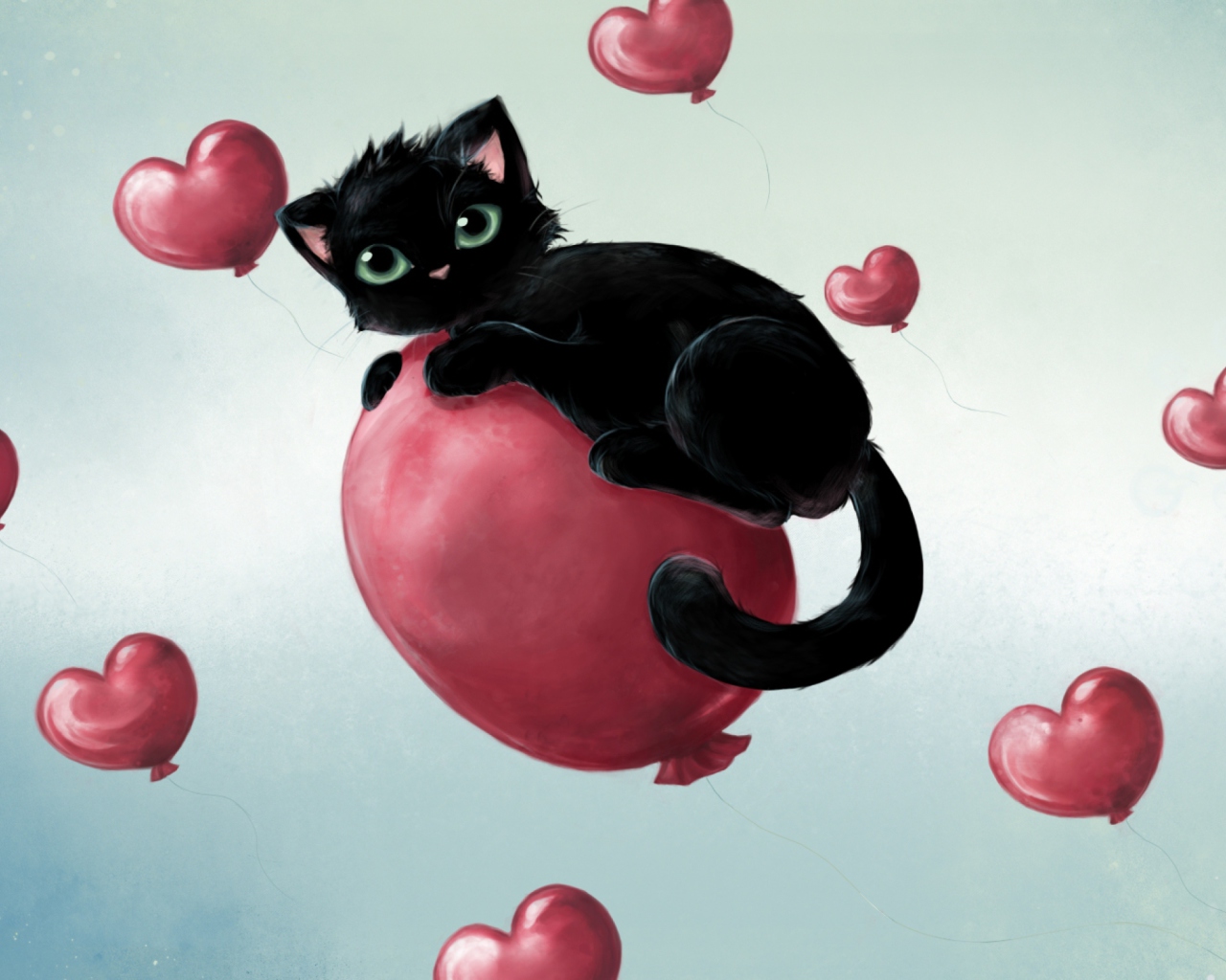 Black Cat On Balloon screenshot #1 1280x1024