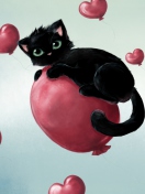 Screenshot №1 pro téma Black Cat On Balloon 132x176