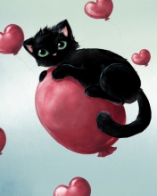 Das Black Cat On Balloon Wallpaper 176x220