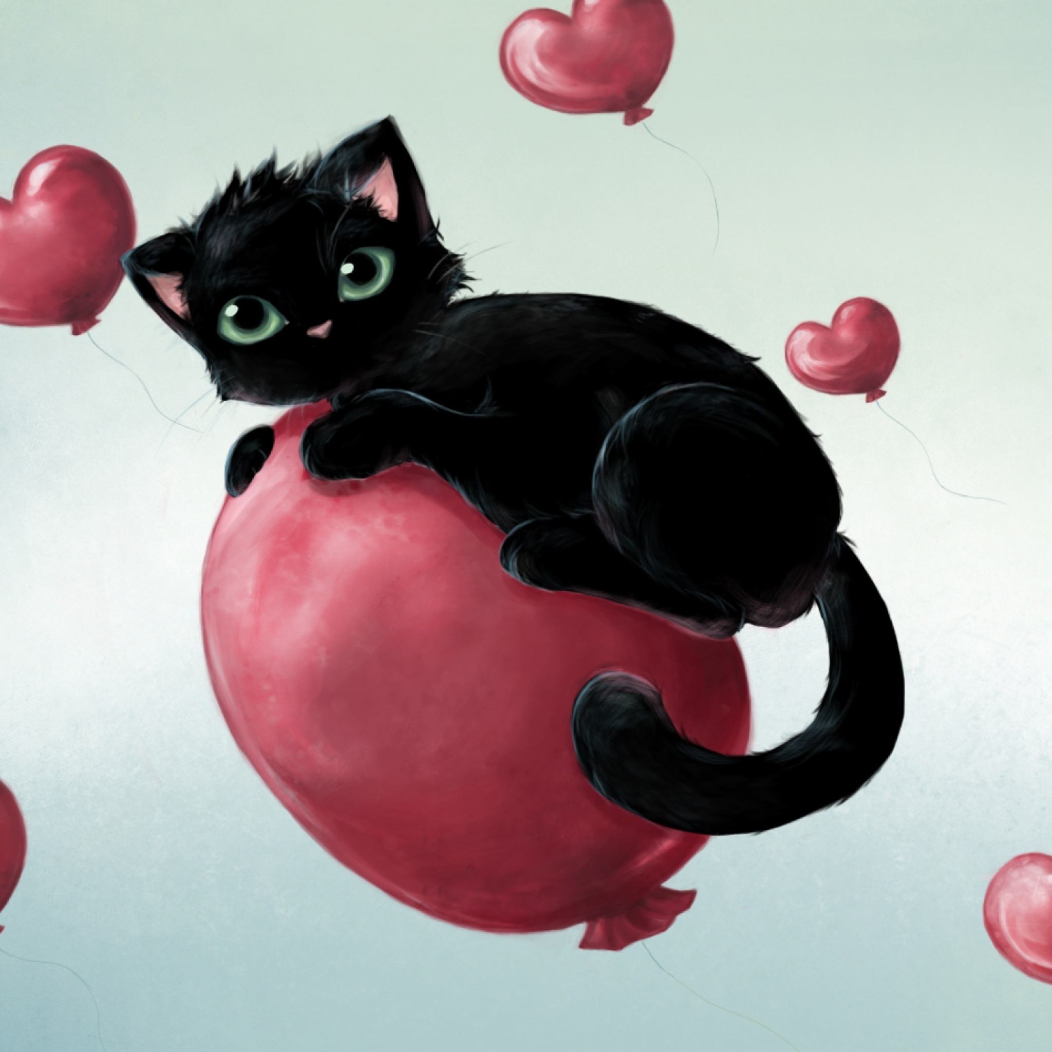 Das Black Cat On Balloon Wallpaper 2048x2048