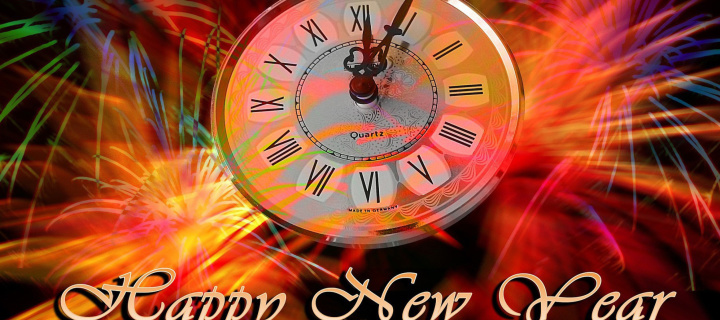Happy New Year Clock wallpaper 720x320