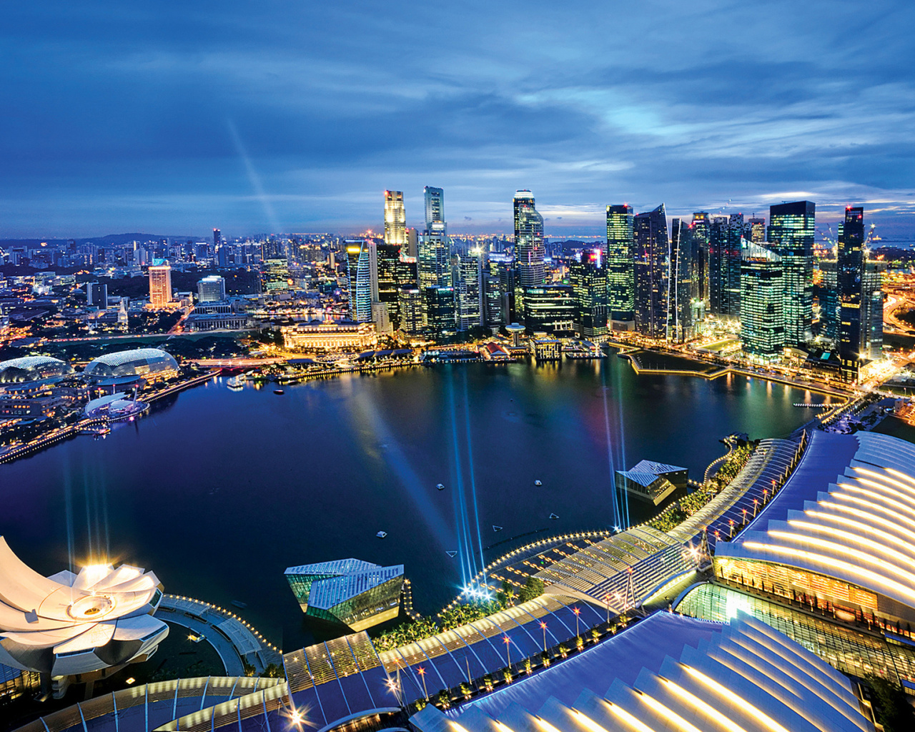 Fondo de pantalla Singapore evening cityscape 1280x1024