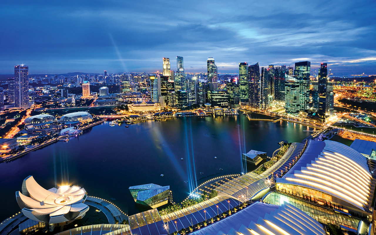 Screenshot №1 pro téma Singapore evening cityscape 1280x800