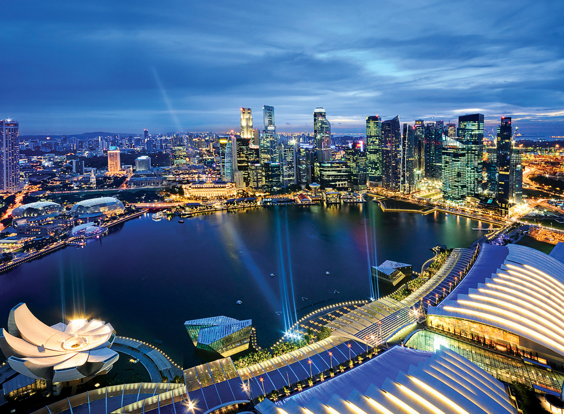 Обои Singapore evening cityscape 1920x1408