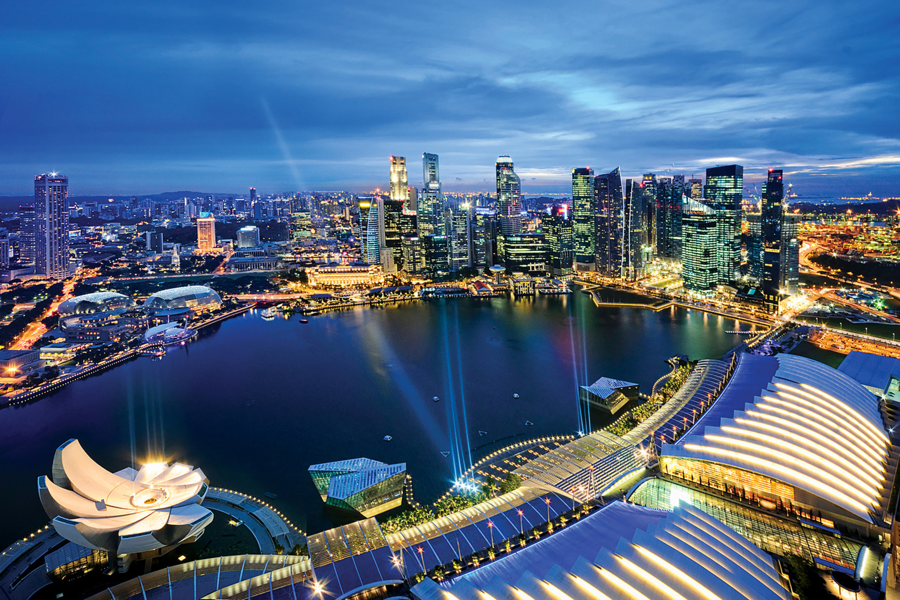 Das Singapore evening cityscape Wallpaper 2880x1920