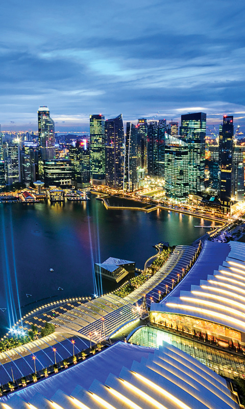 Fondo de pantalla Singapore evening cityscape 480x800