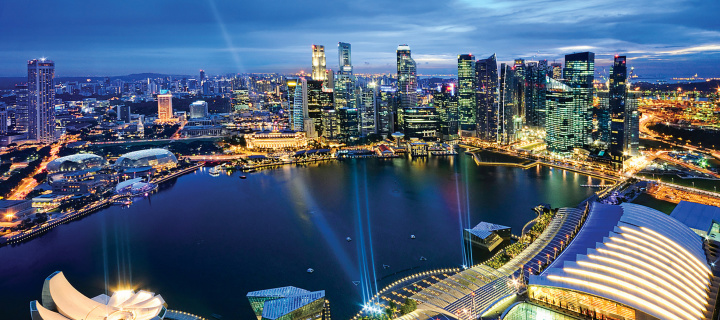 Das Singapore evening cityscape Wallpaper 720x320