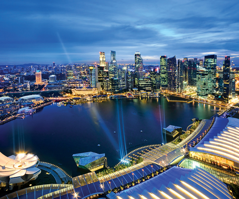 Singapore evening cityscape wallpaper 960x800