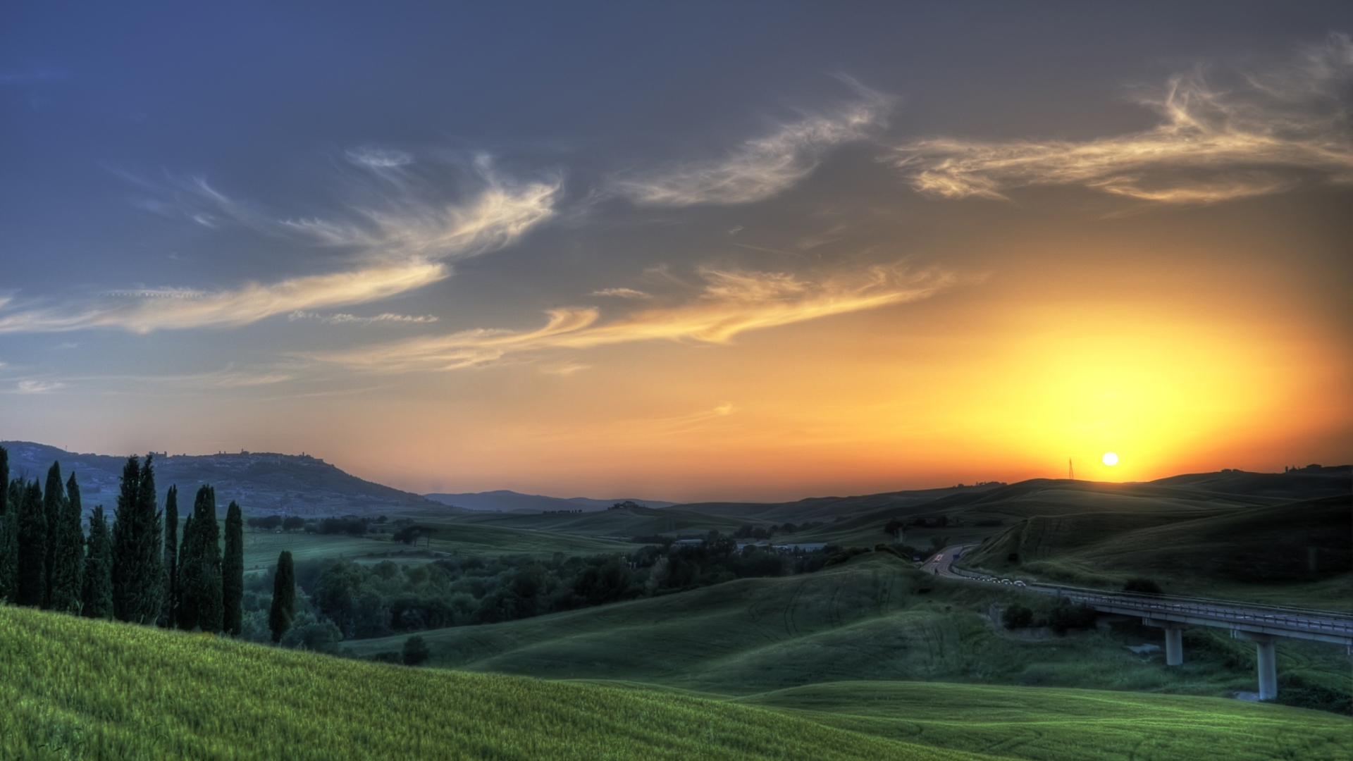 Das Sunset In Tuscany Wallpaper 1920x1080