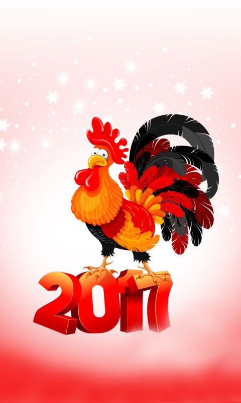 2017 New Year of Cock wallpaper 480x800