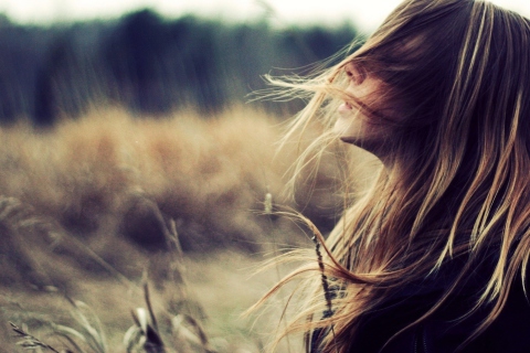 Beautiful Girl With Wind In Her Hair wallpaper 480x320