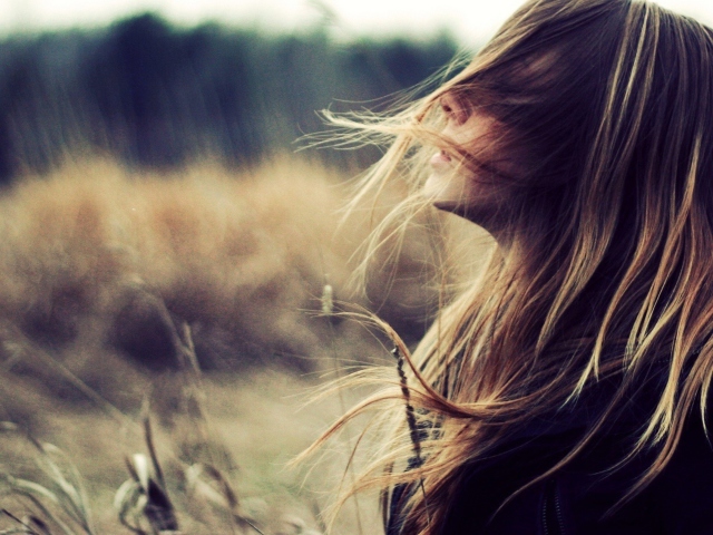 Das Beautiful Girl With Wind In Her Hair Wallpaper 640x480