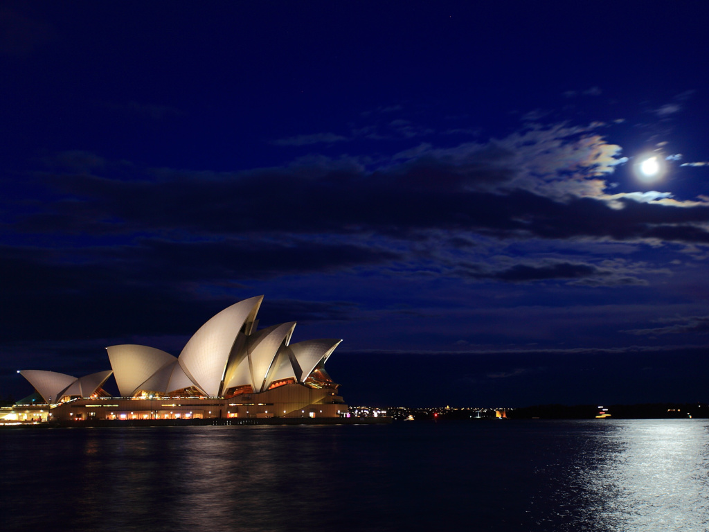 Opera house on Harbour Bridge in Sydney wallpaper 1024x768
