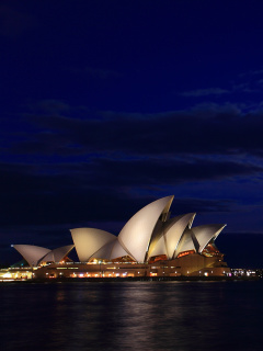 Opera house on Harbour Bridge in Sydney wallpaper 240x320