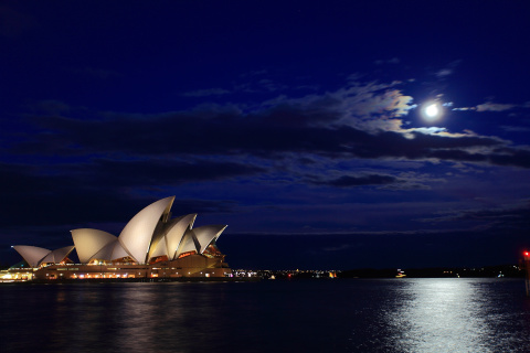 Обои Opera house on Harbour Bridge in Sydney 480x320