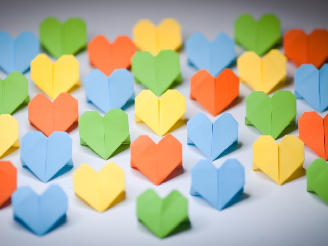 Das Miscellaneous Origami Hearts Wallpaper 640x480