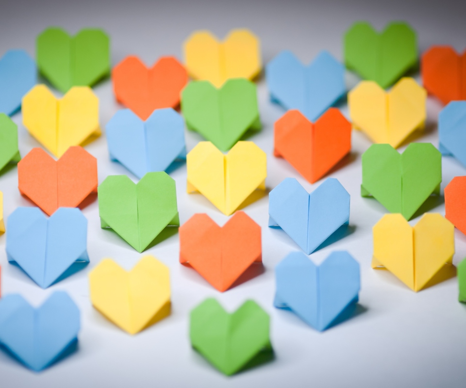 Das Miscellaneous Origami Hearts Wallpaper 960x800
