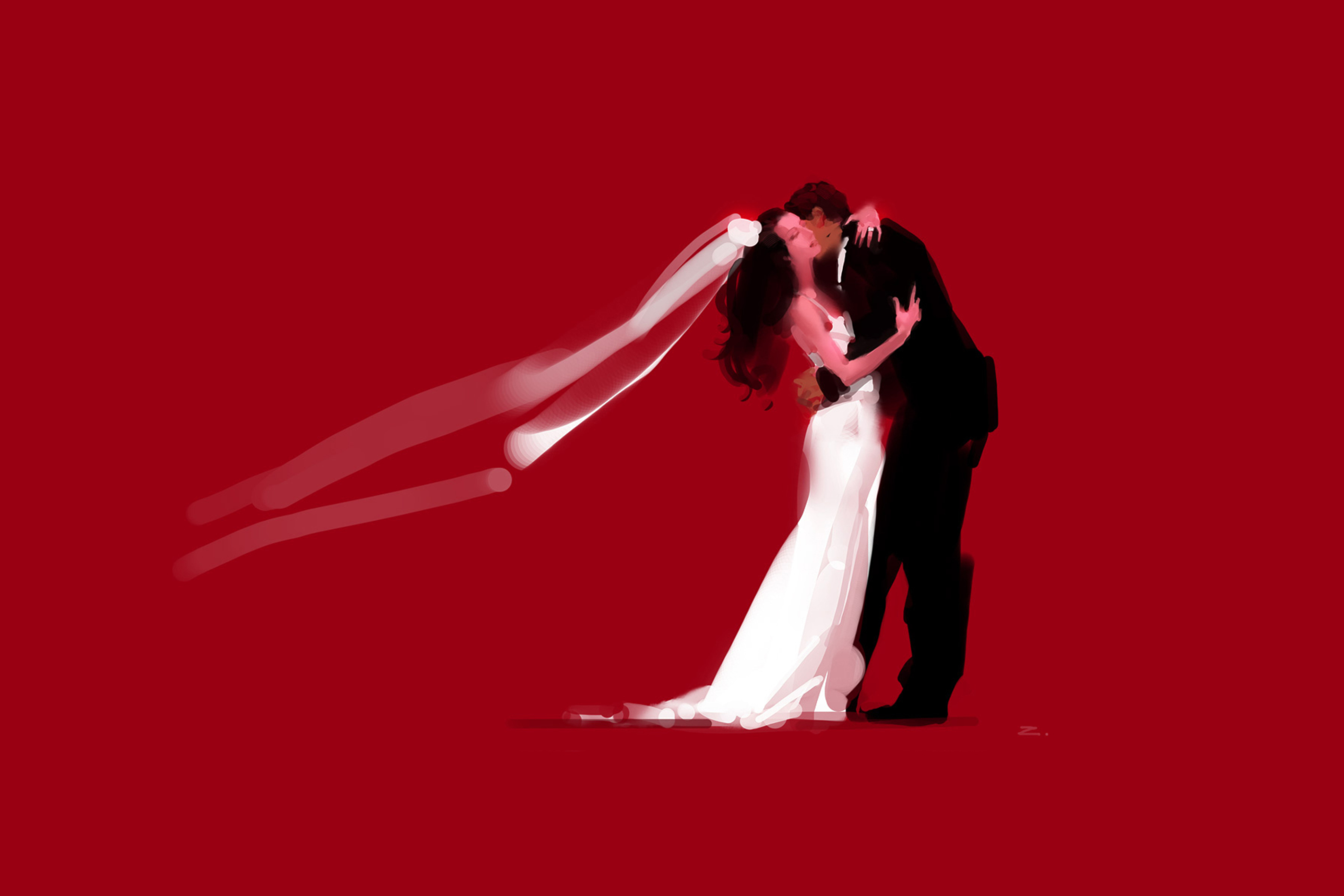 Sfondi Bride And Groom Hug 2880x1920