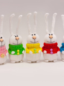 Das Knitted Bunnies In Colorful Sweaters Wallpaper 132x176