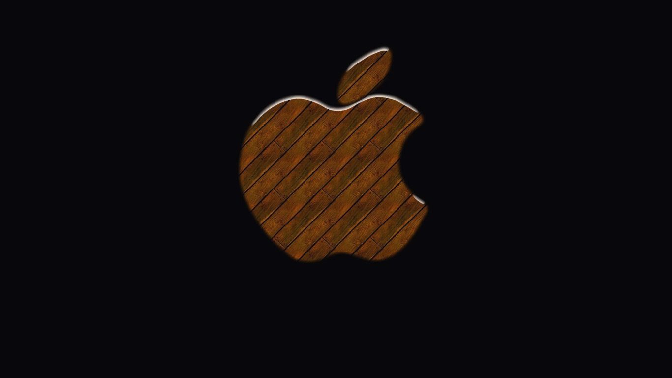 Обои Apple Wooden Logo 1366x768