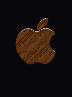 Fondo de pantalla Apple Wooden Logo 240x320