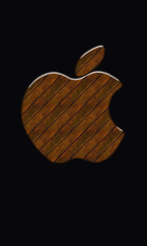 Fondo de pantalla Apple Wooden Logo 480x800