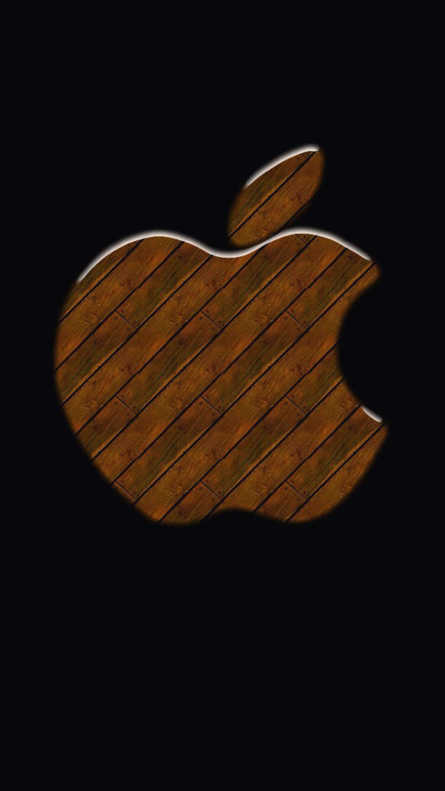 Fondo de pantalla Apple Wooden Logo 640x1136